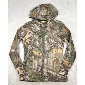 Under Armour Women's Hoodie L Camo Pullover Coldgear Scent Control RealTree Hunt